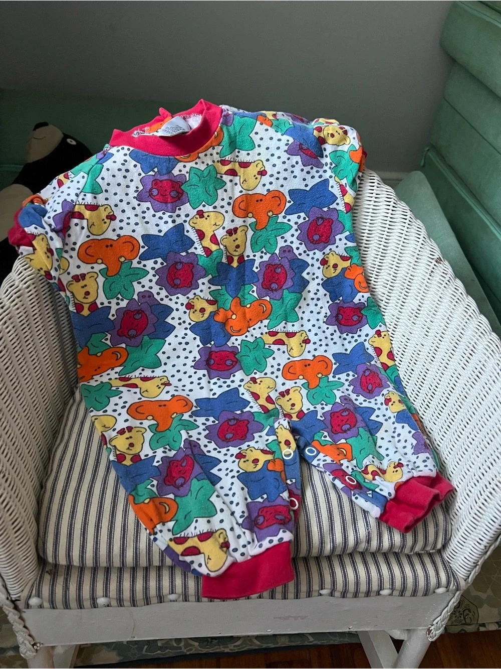 90’s Animal Print One-Piece Romper - Multicolor - brand “tic tac toe” 6-12 month